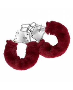 Furry Metal Hand Cuffs - Red